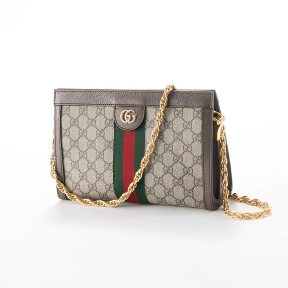 Gucci GG Supreme Chain Shoulder Bag OPHIDIA SM Beige - Picture 1 of 9